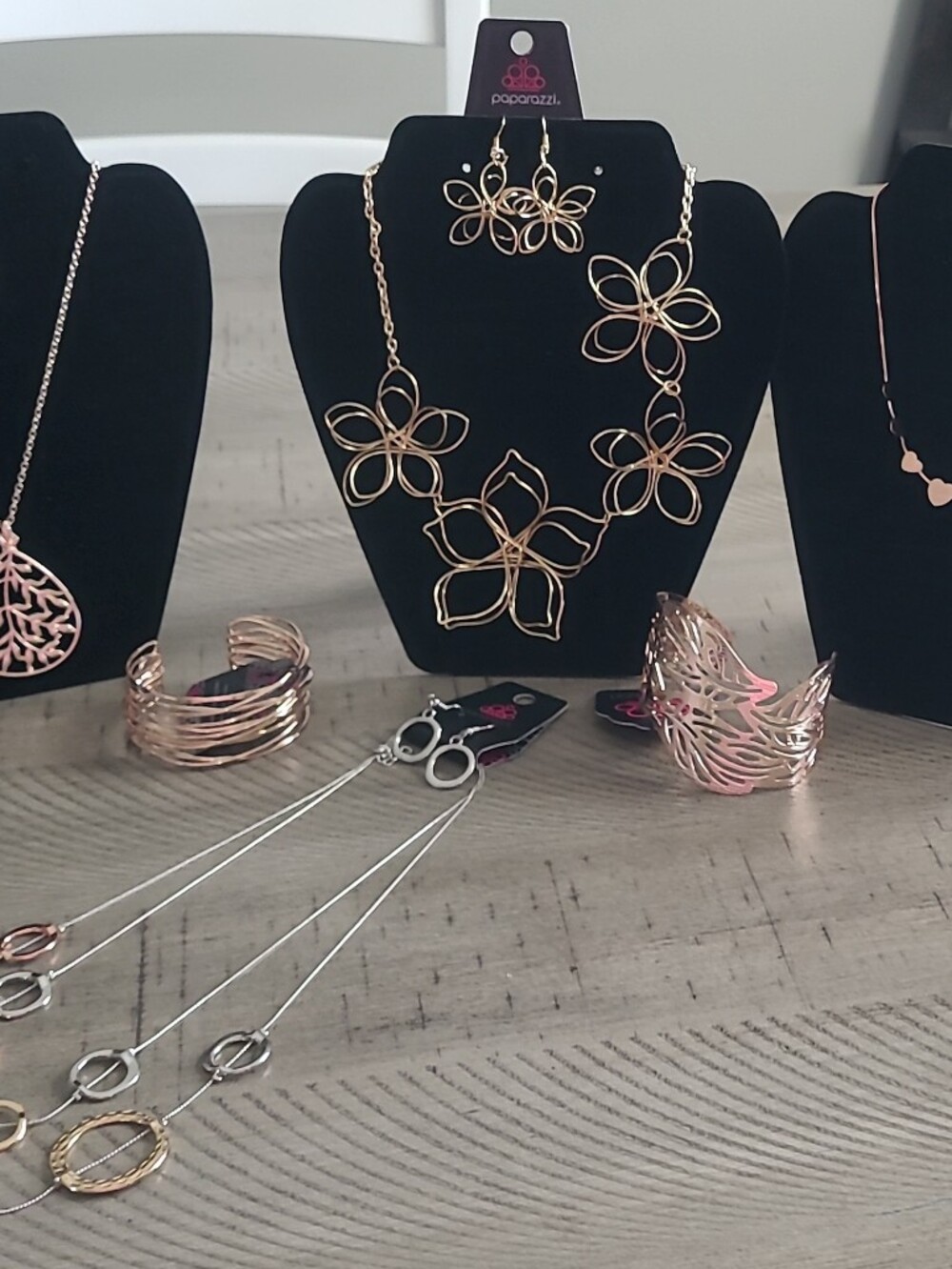 Rose Gold Florals, Circles And Hearts Jewelry